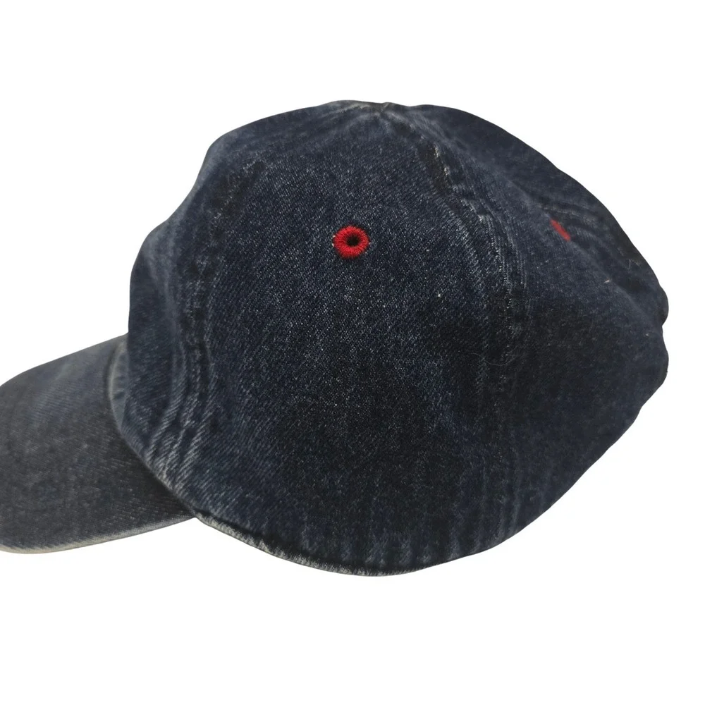 Toddler‎ Old Navy Hat Denim 4T- 5T Cap Elastic Back Red Retro Embroidered Logo